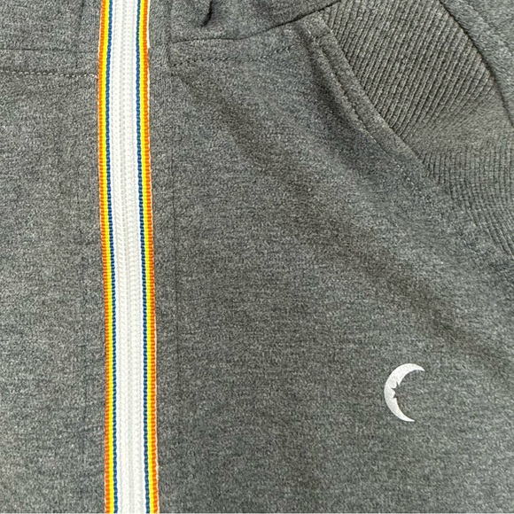 ZYIA Dark Gray Cropped Zip Hoodie with Yellow Trim - Picture 4 of 14